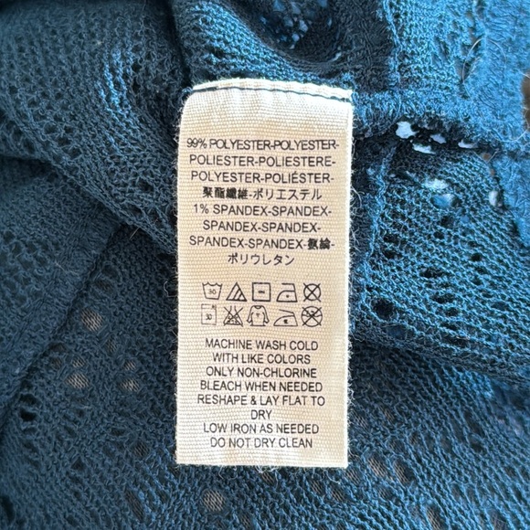 Free People Not Cold Lace Top Thermal Teal Blue Oversized Women Small - Picture 6 of 6